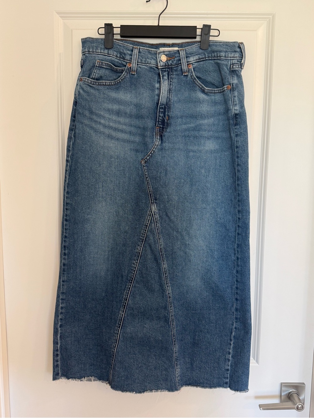 Levi's Blue Denim High Waisted Midi Skirt